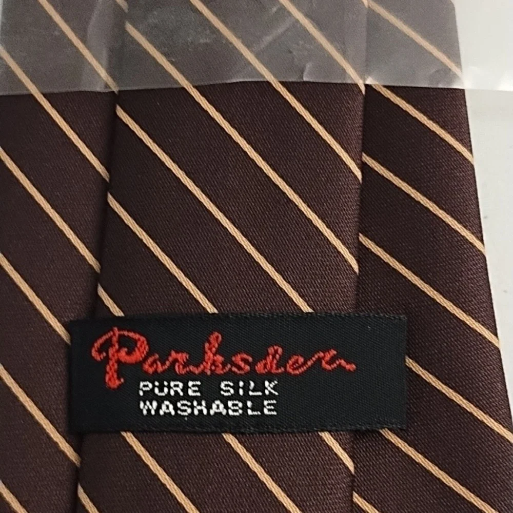 Parksdern Washable Pure Silk Tie Brown Tan New Without Tags